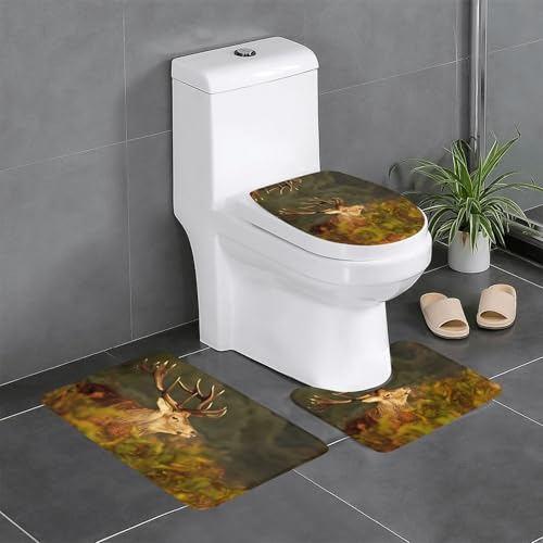 3-teiliges Badezimmerteppich-Set mit Tiermotiven, WC-Bodenteppich, Badewanne, Dusche, waschbare Matten – bequeme und langlebige Badteppiche 3-teiliges Badezimmerteppich-Set mit Tiermotiven, WC-Bodenteppich, Badewanne, Dusche, waschbare Matten – bequeme und langlebige Badteppiche von JaoXer