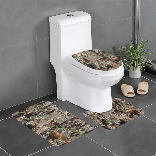 3-teiliges Badezimmerteppich-Set mit Wildtierjagd, Hirsch, Bär, Elch, WC-Bodenteppich, Badewanne, Dusche, waschbare Matten – bequeme und langlebige Badteppiche 3-teiliges Badezimmerteppich-Set mit Wildtierjagd, Hirsch, Bär, Elch, WC-Bodenteppich, Badewanne, Dusche, waschbare Matten – bequeme und langlebige Badteppiche von JaoXer