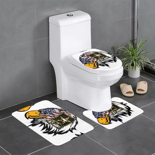 3-teiliges Badezimmerteppich-Set mit amerikanischer Flagge der US-Armee, WC-Bodenteppich, Badewanne, Dusche, waschbare Matten – bequeme und langlebige Badteppiche 3-teiliges Badezimmerteppich-Set mit amerikanischer Flagge der US-Armee, WC-Bodenteppich, Badewanne, Dusche, waschbare Matten – bequeme und langlebige Badteppiche von JaoXer