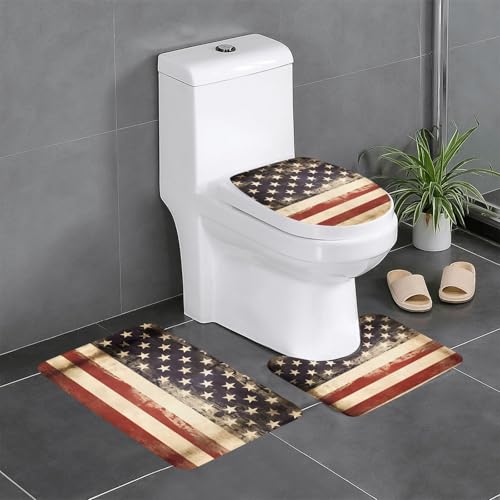 3-teiliges Badezimmerteppich-Set mit amerikanischer USA-Flagge, WC-Bodenteppich, Badewanne, Dusche, waschbare Matten – bequeme und langlebige Badteppiche 3-teiliges Badezimmerteppich-Set mit amerikanischer USA-Flagge, WC-Bodenteppich, Badewanne, Dusche, waschbare Matten – bequeme und langlebige Badteppiche von JaoXer