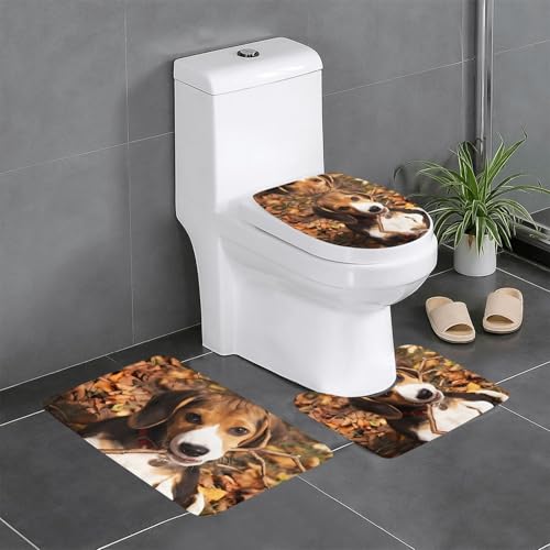 3-teiliges Badezimmerteppich-Set mit niedlichem Hund, WC-Bodenteppich, Badewanne, Dusche, waschbare Matten – bequeme und langlebige Badteppiche 3-teiliges Badezimmerteppich-Set mit niedlichem Hund, WC-Bodenteppich, Badewanne, Dusche, waschbare Matten – bequeme und langlebige Badteppiche von JaoXer
