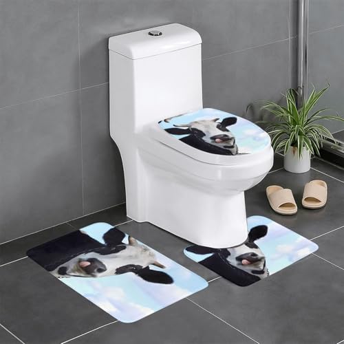 3-teiliges Badezimmerteppich-Set mit niedlichem Kuhmotiv, WC-Bodenteppich, Badewanne, Dusche, waschbare Matten – bequeme und langlebige Badteppiche 3-teiliges Badezimmerteppich-Set mit niedlichem Kuhmotiv, WC-Bodenteppich, Badewanne, Dusche, waschbare Matten – bequeme und langlebige Badteppiche von JaoXer