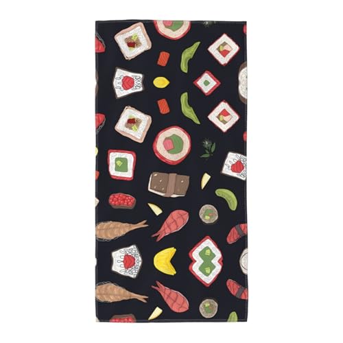 30,5 x 61 cm Strand-Pool-Handtuch für Damen und Herren – leichtes, wiederverwendbares japanisches Sushi-Handtuch mit schwarzem Aufdruck für Bad, Fitnessstudio, Reisen, Sport von JaoXer