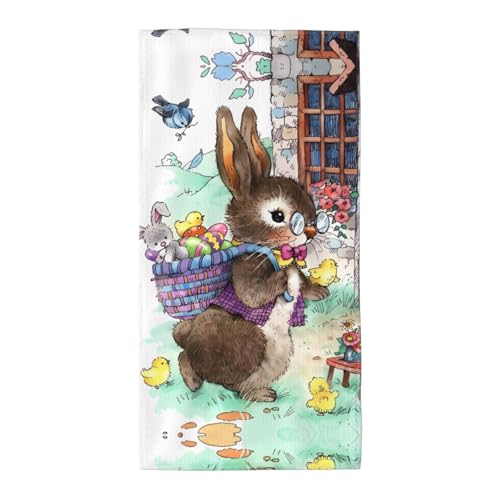 35,1 x 69,8 cm Strand-Pool-Handtuch für Damen und Herren – leichtes, wiederverwendbares Handtuch mit Osterhasen-Aufdruck für Bad, Fitnessstudio, Reisen, Sport von JaoXer