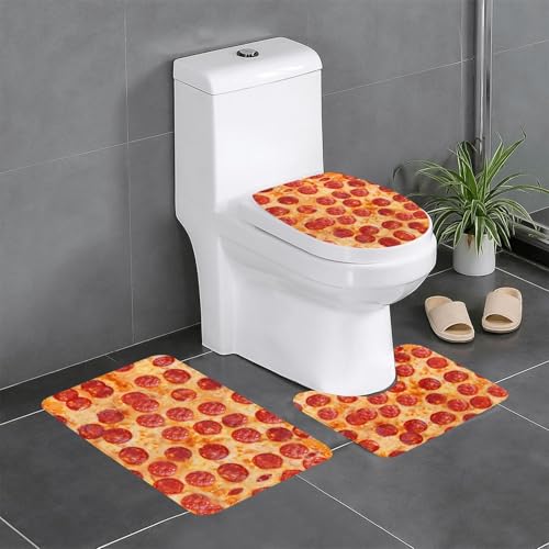 3D Pizza Pepperoni 3-teiliges Badezimmerteppich-Set – WC-Bodenteppich, Badewanne, Dusche, waschbare Matten – bequeme und langlebige Badteppiche 3D Pizza Pepperoni 3-teiliges Badezimmerteppich-Set – WC-Bodenteppich, Badewanne, Dusche, waschbare Matten – bequeme und langlebige Badteppiche von JaoXer