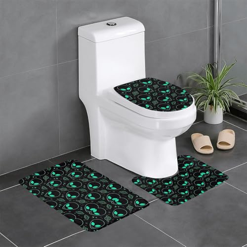 Aliens 3-teiliges Badezimmerteppich-Set, WC-Bodenteppich, Badewanne, Dusche, waschbare Matten – bequeme und langlebige Badteppiche Aliens 3-teiliges Badezimmerteppich-Set, WC-Bodenteppich, Badewanne, Dusche, waschbare Matten – bequeme und langlebige Badteppiche von JaoXer