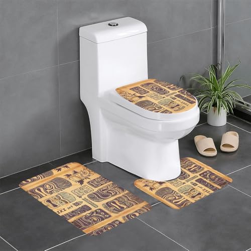 Aloha Tiki Muster 3-teiliges Badezimmerteppich-Set – WC-Bodenteppich, Badewanne, Dusche, waschbare Matten – bequeme und langlebige Badteppiche Aloha Tiki Muster 3-teiliges Badezimmerteppich-Set – WC-Bodenteppich, Badewanne, Dusche, waschbare Matten – bequeme und langlebige Badteppiche von JaoXer