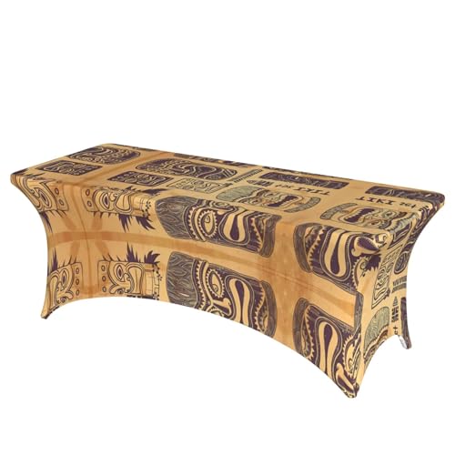 Aloha Tiki Rechteckige Tischdecke mit Muster, abwischbar, dehnbar, langlebig, für den Innen- und Außenbereich Aloha Tiki Rechteckige Tischdecke mit Muster, abwischbar, dehnbar, langlebig, für den Innen- und Außenbereich von JaoXer