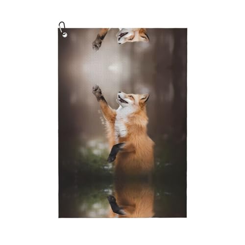 Animal Fox Pattern Print Golf Club Towel for Men & Women - Portable with Carabiner Clip - Perfect for Sports Yoga Gym Beach Animal Fox Pattern Print Golf Club Towel for Men & Women - Portable with Carabiner Clip - Perfect for Sports Yoga Gym Beach von JaoXer
