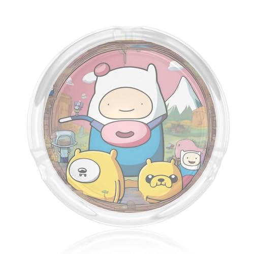 Aschenbecher aus Glas, Motiv: Adventure Time, rund, 8,4 cm, klarer Kristall, für Zuhause, Büro und Außenbereich Aschenbecher aus Glas, Motiv: Adventure Time, rund, 8,4 cm, klarer Kristall, für Zuhause, Büro und Außenbereich von JaoXer