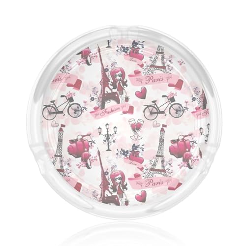Aschenbecher aus Glas, Motiv: Paris Eiffelturm, Frankreich, rund, 8,4 cm, klarer Kristall, für Zuhause, Büro und Außenbereich Aschenbecher aus Glas, Motiv: Paris Eiffelturm, Frankreich, rund, 8,4 cm, klarer Kristall, für Zuhause, Büro und Außenbereich von JaoXer