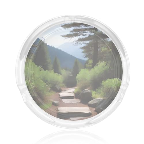 Aschenbecher aus Glas, Motiv: Wanderwege, rund, 8,4 cm, klarer Kristall, für Zuhause, Büro und Außenbereich Aschenbecher aus Glas, Motiv: Wanderwege, rund, 8,4 cm, klarer Kristall, für Zuhause, Büro und Außenbereich von JaoXer