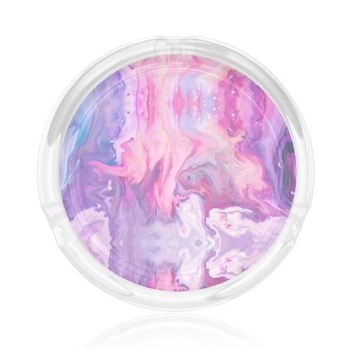 Aschenbecher aus Glas, rund, Marmor, Violett, bunt, 8,4 cm, klarer Kristall, für Zuhause, Büro und Außenbereich Aschenbecher aus Glas, rund, Marmor, Violett, bunt, 8,4 cm, klarer Kristall, für Zuhause, Büro und Außenbereich von JaoXer