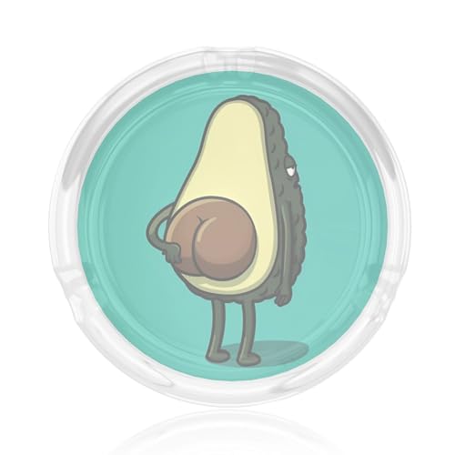 Aschenbecher aus Glas mit Avocado-Button-Druck, rund, 8,4 cm, klarer Kristall, für Zuhause, Büro und Außenbereich Aschenbecher aus Glas mit Avocado-Button-Druck, rund, 8,4 cm, klarer Kristall, für Zuhause, Büro und Außenbereich von JaoXer