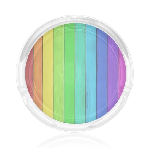 Aschenbecher aus Glas mit Regenbogenfarben-Hintergrund, rund, 8,4 cm, klarer Kristall, für Zuhause, Büro und Außenbereich Aschenbecher aus Glas mit Regenbogenfarben-Hintergrund, rund, 8,4 cm, klarer Kristall, für Zuhause, Büro und Außenbereich von JaoXer