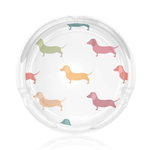 Aschenbecher aus Glas mit niedlichem Dackel-Motiv, rund, 8,4 cm, klarer Kristall, für Zuhause, Büro und Außenbereich Aschenbecher aus Glas mit niedlichem Dackel-Motiv, rund, 8,4 cm, klarer Kristall, für Zuhause, Büro und Außenbereich von JaoXer
