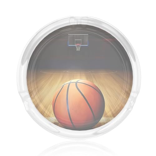 Aschenbecher mit Basketball-Arena-Druck, rund, Glas, 8,4 cm, klarer Kristall, für Zuhause, Büro und Außenbereich Aschenbecher mit Basketball-Arena-Druck, rund, Glas, 8,4 cm, klarer Kristall, für Zuhause, Büro und Außenbereich von JaoXer