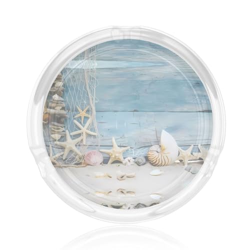 Aschenbecher mit Muschelmotiv, rund, Glas, 8,4 cm, klarer Kristall, für Zuhause, Büro und Außenbereich Aschenbecher mit Muschelmotiv, rund, Glas, 8,4 cm, klarer Kristall, für Zuhause, Büro und Außenbereich von JaoXer