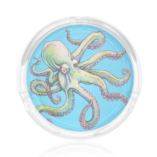 Aschenbecher mit Oktopus-Design, rund, Glas, 8,4 cm, klarer Kristall, für Zuhause, Büro und Außenbereich Aschenbecher mit Oktopus-Design, rund, Glas, 8,4 cm, klarer Kristall, für Zuhause, Büro und Außenbereich von JaoXer