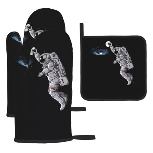 Astronaut Space Basketball Ofenhandschuhe Topflappen Set – 3-teiliges hitzebeständiger Topflappen, perfekt zum Backen, Grillen und Mikrowellenofen Astronaut Space Basketball Ofenhandschuhe Topflappen Set – 3-teiliges hitzebeständiger Topflappen, perfekt zum Backen, Grillen und Mikrowellenofen von JaoXer