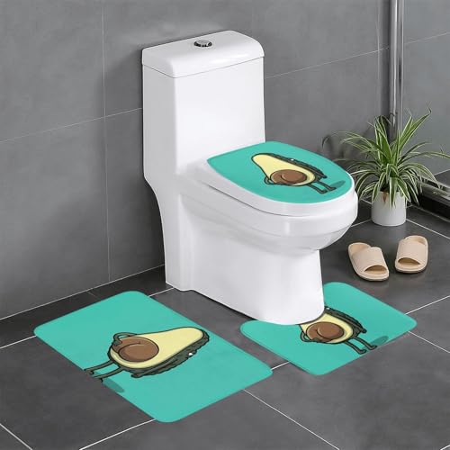 Avocado Butt 3-teiliges Badezimmerteppich-Set, WC-Bodenteppich, Badewanne, Dusche, waschbare Matten – bequeme und langlebige Badteppiche Avocado Butt 3-teiliges Badezimmerteppich-Set, WC-Bodenteppich, Badewanne, Dusche, waschbare Matten – bequeme und langlebige Badteppiche von JaoXer