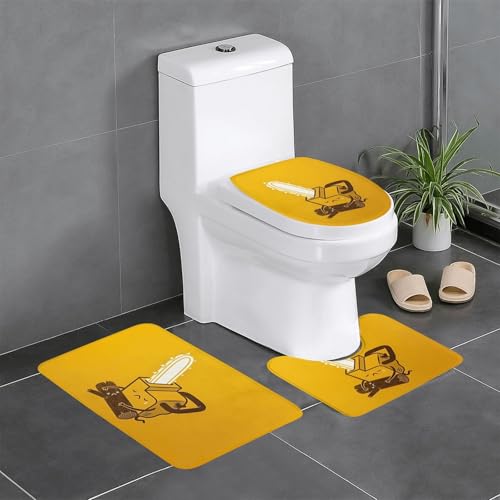 Badezimmerteppich-Set mit niedlichem weinendem Kettensäge, 3-teilig, WC-Bodenteppich, Badewanne, Dusche, waschbare Matten – bequeme und langlebige Badteppiche Badezimmerteppich-Set mit niedlichem weinendem Kettensäge, 3-teilig, WC-Bodenteppich, Badewanne, Dusche, waschbare Matten – bequeme und langlebige Badteppiche von JaoXer