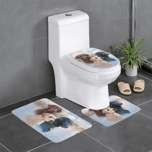 Badteppich-Set, Labrador-Hunde, 3-teilig, WC-Bodenteppich, Badewanne, Dusche, waschbare Matten – bequeme und langlebige Badteppiche Badteppich-Set, Labrador-Hunde, 3-teilig, WC-Bodenteppich, Badewanne, Dusche, waschbare Matten – bequeme und langlebige Badteppiche von JaoXer