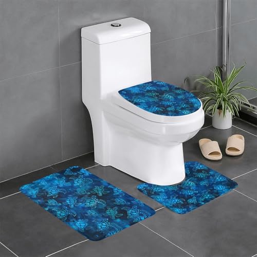 Badteppich-Set, Meeresschildkröte, Blau, 3-teilig, WC-Bodenteppich, Badewanne, Dusche, waschbare Matten – bequeme und langlebige Badteppiche Badteppich-Set, Meeresschildkröte, Blau, 3-teilig, WC-Bodenteppich, Badewanne, Dusche, waschbare Matten – bequeme und langlebige Badteppiche von JaoXer