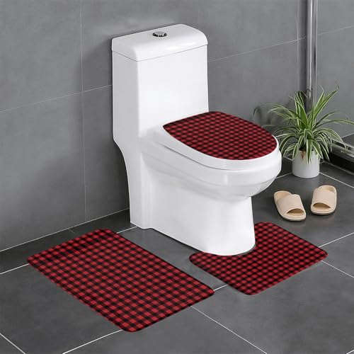 Badteppich-Set mit Büffelkaromuster, 3-teilig, WC-Bodenteppich, Badewanne, Dusche, waschbare Matten – bequeme und langlebige Badteppiche Badteppich-Set mit Büffelkaromuster, 3-teilig, WC-Bodenteppich, Badewanne, Dusche, waschbare Matten – bequeme und langlebige Badteppiche von JaoXer