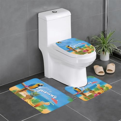 Badteppich-Set mit Sommerpapageien, Ananas, Vogel, 3-teilig, WC-Bodenteppich, Badewanne, Dusche, waschbare Matten – bequeme und langlebige Badteppiche Badteppich-Set mit Sommerpapageien, Ananas, Vogel, 3-teilig, WC-Bodenteppich, Badewanne, Dusche, waschbare Matten – bequeme und langlebige Badteppiche von JaoXer