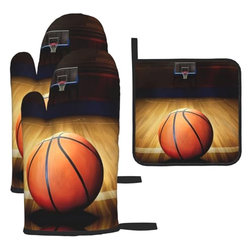 Basketball Arena Ofenhandschuhe, Topflappen-Set, 3-teilig, hitzebeständig, perfekt zum Backen, Grillen und Mikrowellenofen Basketball Arena Ofenhandschuhe, Topflappen-Set, 3-teilig, hitzebeständig, perfekt zum Backen, Grillen und Mikrowellenofen von JaoXer