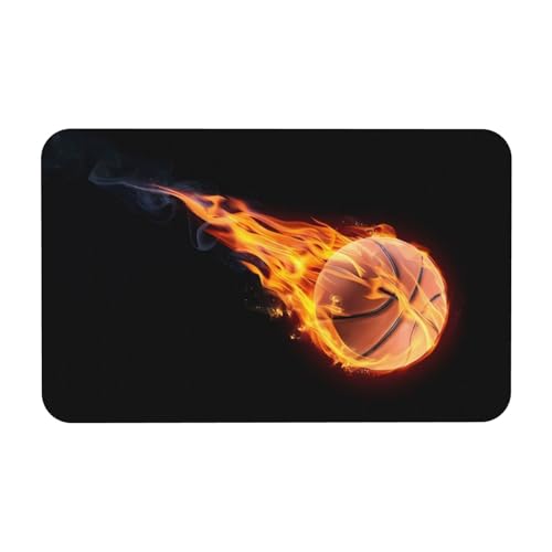 Basketball On Fire Kieselgur Matte – Badewanne, Dusche, saugfähig, Badezimmer-Bodenteppich – Eingangsteppich, Schlafzimmer Gummi-Teppich von JaoXer