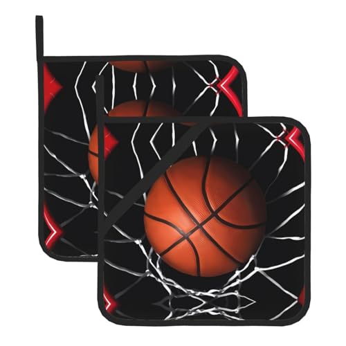 Basketball-Topflappen-Sets für Küche und Grill, hitzebeständige Hotpads und Topflappen, perfekt zum Backen, Grillen Basketball-Topflappen-Sets für Küche und Grill, hitzebeständige Hotpads und Topflappen, perfekt zum Backen, Grillen von JaoXer