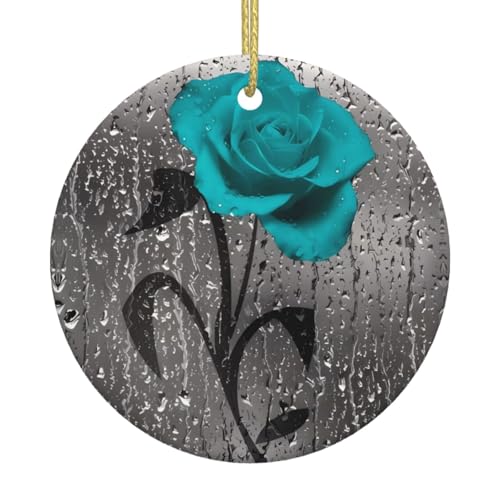 Blaugrüne Rose Blume Weihnachtsbaum Keramik hängende dekorative Ornamente für Weihnachten, Feiertage – Wandhalterung Dekor für Zuhause, Partys Blaugrüne Rose Blume Weihnachtsbaum Keramik hängende dekorative Ornamente für Weihnachten, Feiertage – Wandhalterung Dekor für Zuhause, Partys von JaoXer