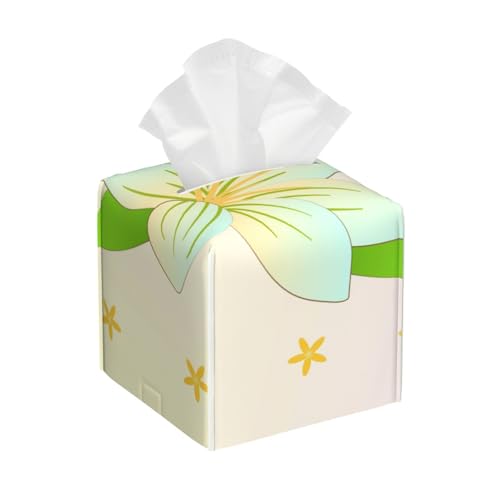 Blooming Narzissen Print Leder Taschentuchbox Abdeckung - Faltbarer Organizer für Badezimmer, Wohnzimmer, Büro, Auto und mehr von JaoXer