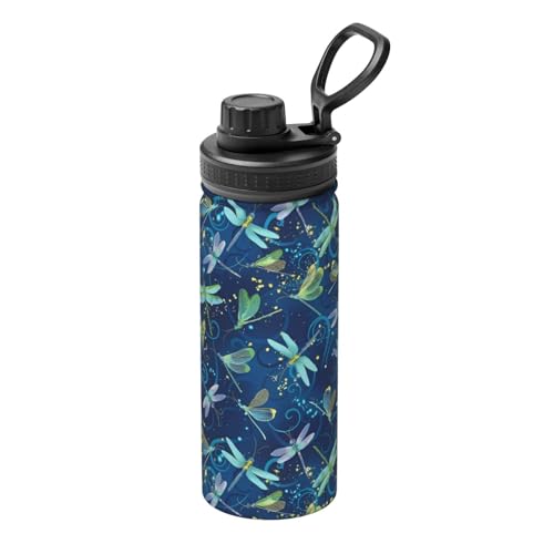 Blue Dragonfly Isolierter Wasserkocher, 530 ml, doppelwandige Thermoskanne für heiße und kalte Getränke, perfekt für Reisen, Camping Blue Dragonfly Isolierter Wasserkocher, 530 ml, doppelwandige Thermoskanne für heiße und kalte Getränke, perfekt für Reisen, Camping von JaoXer