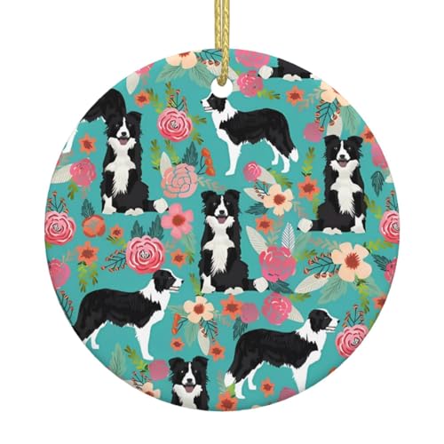 Border Collie Blumen Weihnachtsbaum Keramik Hängende Dekorative Ornamente für Weihnachten, Feiertage - Wandhalterung Dekor für Zuhause, Partys Border Collie Blumen Weihnachtsbaum Keramik Hängende Dekorative Ornamente für Weihnachten, Feiertage - Wandhalterung Dekor für Zuhause, Partys von JaoXer