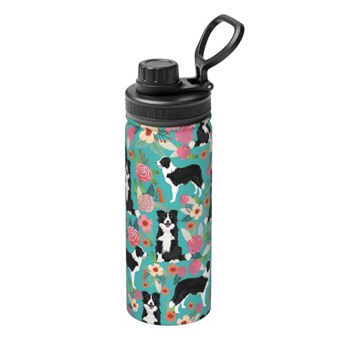 Border Collie Florals Isolierter Wasserkocher, 530 ml, doppelwandige Thermoskanne für heiße und kalte Getränke, perfekt für Reisen, Camping Border Collie Florals Isolierter Wasserkocher, 530 ml, doppelwandige Thermoskanne für heiße und kalte Getränke, perfekt für Reisen, Camping von JaoXer