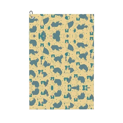 Border Collie Pattern Print Golf Club Handtuch für Männer & Frauen - Tragbar mit Karabinerhaken - Perfekt für Sport, Yoga, Fitnessstudio, Strand Border Collie Pattern Print Golf Club Handtuch für Männer & Frauen - Tragbar mit Karabinerhaken - Perfekt für Sport, Yoga, Fitnessstudio, Strand von JaoXer