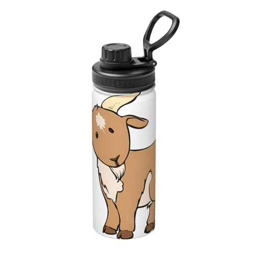 Braune Ziege 530 ml Sport Isolierter Wasserkocher – Doppelwandige Thermoskanne für heiße und kalte Getränke – perfekt für Reisen, Camping von JaoXer