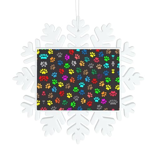 Bunte Schneeflocken-Dekorationen mit Hundepfotenabdruck – Winter-Weihnachten zum Aufhängen für Weihnachtsbaum, Urlaub, Hochzeit, Party, Tischdekoration Bunte Schneeflocken-Dekorationen mit Hundepfotenabdruck – Winter-Weihnachten zum Aufhängen für Weihnachtsbaum, Urlaub, Hochzeit, Party, Tischdekoration von JaoXer