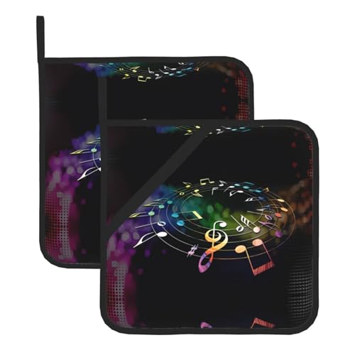 Bunte Topflappen-Set mit Musiknoten für Küche und Grill, hitzebeständige Hotpads und Topflappen, perfekt zum Backen, Grillen Bunte Topflappen-Set mit Musiknoten für Küche und Grill, hitzebeständige Hotpads und Topflappen, perfekt zum Backen, Grillen von JaoXer