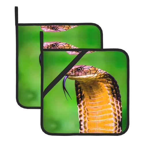 Cobra Snake Topflappen-Sets für Küche und Grill, hitzebeständige Hotpads und Topflappen, perfekt zum Backen, Grillen von JaoXer