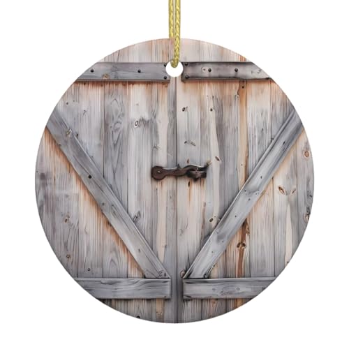 Country Barn Holz Tür Weihnachtsbaum Keramik Hängende Dekorative Ornamente für Weihnachten, Feiertage - Wandhalterung Dekor für Zuhause, Partys Country Barn Holz Tür Weihnachtsbaum Keramik Hängende Dekorative Ornamente für Weihnachten, Feiertage - Wandhalterung Dekor für Zuhause, Partys von JaoXer