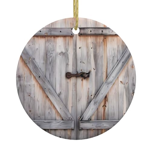 Country Barn Holztür Keramik Weihnachtsbaum Ornament – festliche, runde hängende Dekoration für Weihnachten, Feiertage, Hochzeiten und mehr Country Barn Holztür Keramik Weihnachtsbaum Ornament – festliche, runde hängende Dekoration für Weihnachten, Feiertage, Hochzeiten und mehr von JaoXer