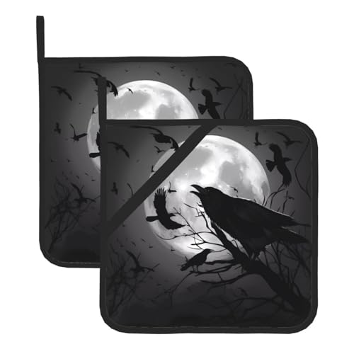 Crow Birds Topflappen-Sets für Küche und Grill, hitzebeständige Hotpads und Topflappen, perfekt zum Backen, Grillen Crow Birds Topflappen-Sets für Küche und Grill, hitzebeständige Hotpads und Topflappen, perfekt zum Backen, Grillen von JaoXer