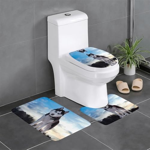 Dogs 3-teiliges Badezimmerteppich-Set, WC-Bodenteppich, Badewanne, Dusche, waschbare Matten – bequeme und langlebige Badteppiche Dogs 3-teiliges Badezimmerteppich-Set, WC-Bodenteppich, Badewanne, Dusche, waschbare Matten – bequeme und langlebige Badteppiche von JaoXer