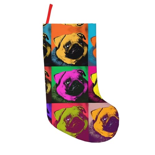 Dogs Pop Art Mops, Weihnachtsstrümpfe, Weihnachtsdekoration, personalisierte Geschenktüte für glückliche jährliche Zeremonien, 45,7 cm Dogs Pop Art Mops, Weihnachtsstrümpfe, Weihnachtsdekoration, personalisierte Geschenktüte für glückliche jährliche Zeremonien, 45,7 cm von JaoXer