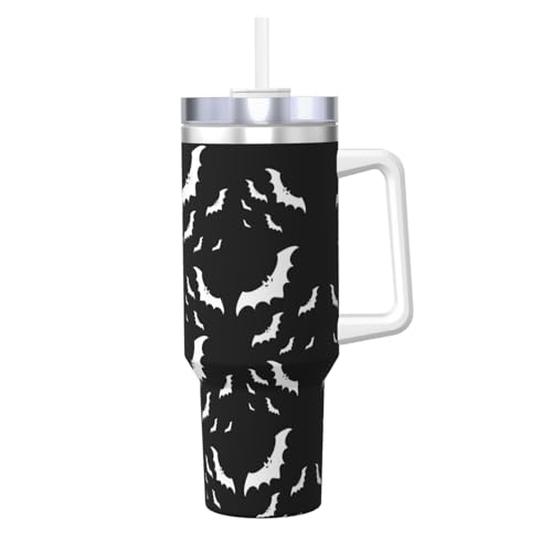 Eisbully Halloween Flying Bats Print Edelstahl Isolierter Becher mit Griff und Strohhalm – perfekt für Reisen und Sport Eisbully Halloween Flying Bats Print Edelstahl Isolierter Becher mit Griff und Strohhalm – perfekt für Reisen und Sport von JaoXer