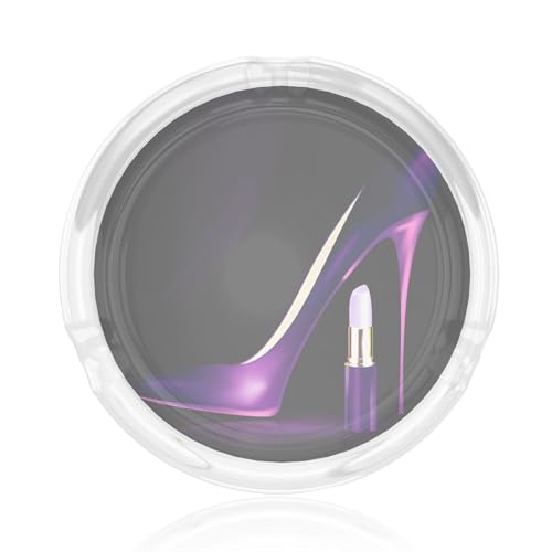 Eleganter violetter Aschenbecher mit High-Heels-Druck, rund, Glas, 8,4 cm, klarer Kristall, für Zuhause, Büro und Außenbereich Eleganter violetter Aschenbecher mit High-Heels-Druck, rund, Glas, 8,4 cm, klarer Kristall, für Zuhause, Büro und Außenbereich von JaoXer